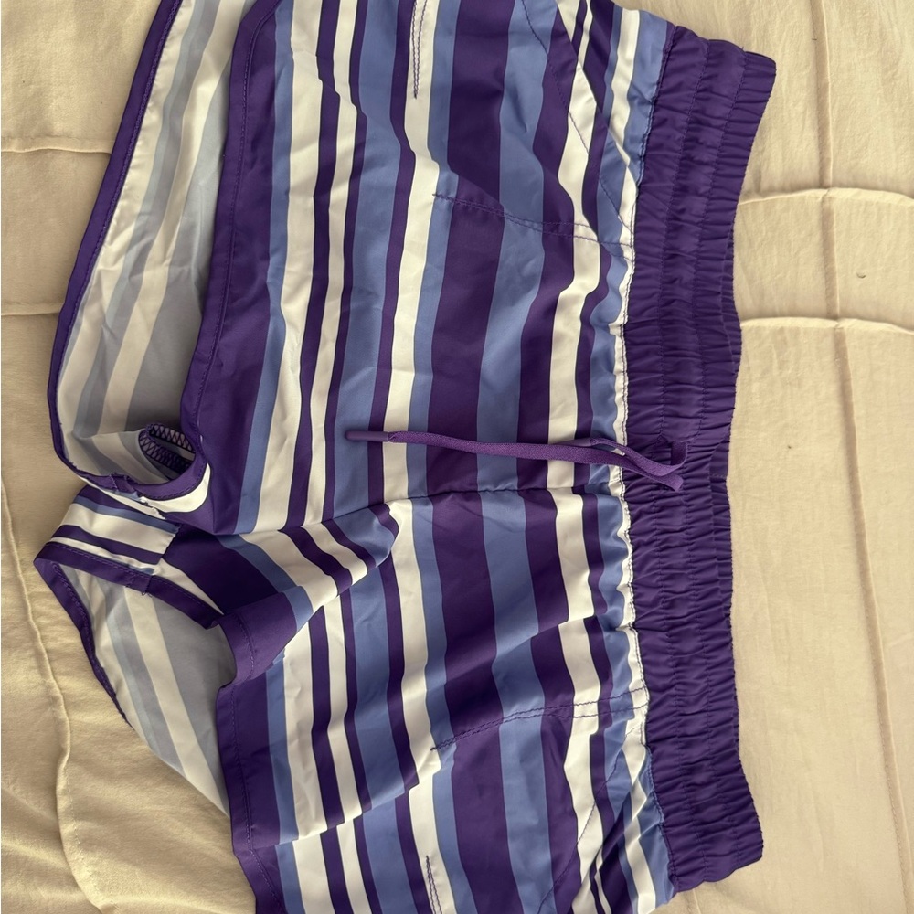 Lorna Jane Purple and Blue Striped Athletic Shorts